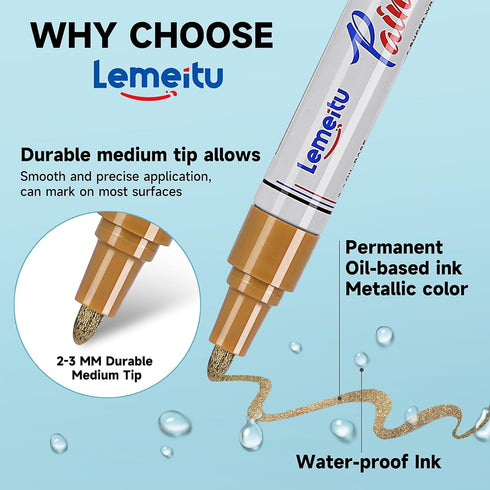 Paint Pens,2 Count Permanent Oil Based Paint Markers,Never Fade Marker Pen,for Office, Art projects, Rock Painting, Ceramic, Glass, Wood, Plastic,...
