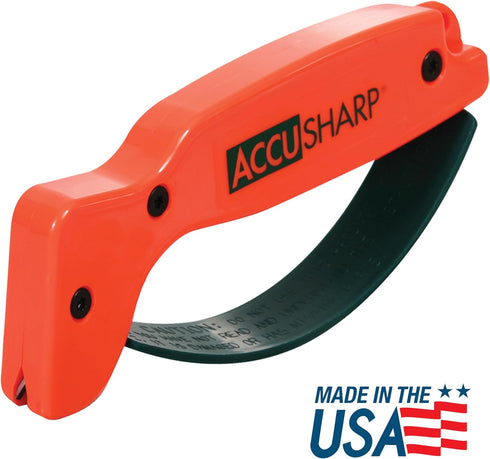 AccuSharp Knife Sharpener, Ergonomic Comfortable Handle, Compact & Easy to Use, Restore and Hone Straight & Serrated Knives, Blaze Orange...