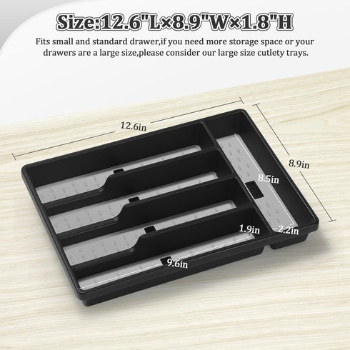 Silverware Organizer with Cutlery Icons?Silverware Tray for Kitchen Drawer?Plastic Flatware Tableware Silverware Drawer Organizer Utensil Organize...