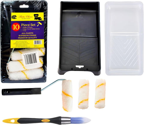 Bates- Paint Tray Set, 10 pcs, 4-Inch Paint Roller Kit, Small Paint Roller Paint Brush, Paint Roller Set, Paint Rollers 4 Inch, Paint Roller Tray,...