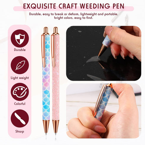 Epakh Weeding Pen, 2 Pieces Metal Vinyl Air Release Tool for DIY Crafts, Retractable Fine Point Writing Instrument...