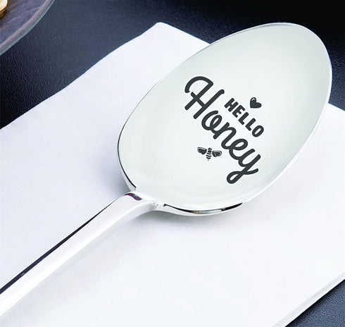 Gift for Wife | Hello Honey Engraved Spoon Gift for Women | Girlfriend Valentines Day Gift | Wife Gift from Husband | Fiance Engagement Gift Chris...