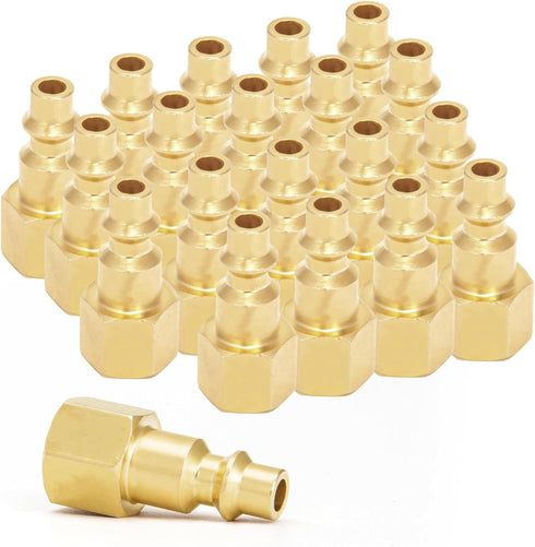 Kodilin 20pcs Solid Brass Industrial Air 1/4-Inch FNPT Plug,Air Compressor Quick-Connect Female Thread Plug Kits...