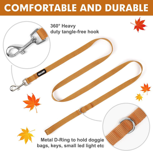 azuza Nylon Fall Dog collar and Leash set, Strong & Durable Basic Style Leash with Easy to Use Collar Hook, Available in Multiple Lengths for Smal...