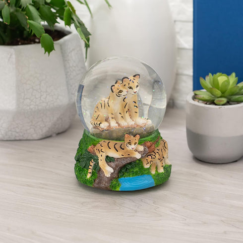 Elanze Designs Endangered Clouded Leopard 100MM Sturdy Glitter Water Wind Up Musical Snow Globe Tabletop Dresser Figurine Decoration Plays Tune We...