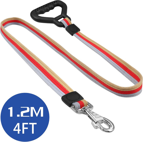 YAODHAOD 4FT Dog Leash, Training Dog Leash for Small Medium Large Dogs, Soft Rubber Handle,Cotton Rope Heavy Duty Dog Leash for Walking and Contro...
