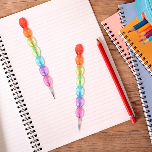 NUOBESTY 16pcs Stackable Pencils Colored Bead Pencils Rainbow Buildable Pencil Writing Drawing Pencils Stationery Supplies Party Favors Non-sharpe...