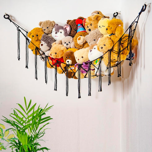 Macrame Stuffed Animal Net or Hammock Hanging Net for Plush Toy Holder Squishmallow Net Toy Hammock for Stuffed Animals Storage Ideas Plushie Net ...
