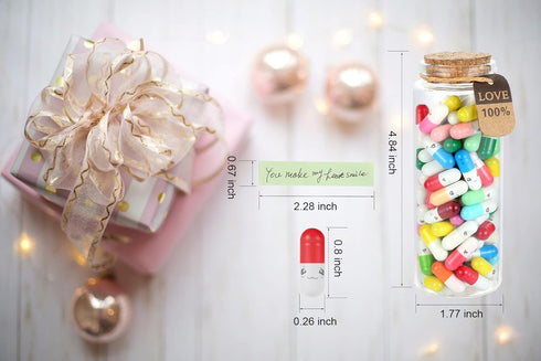 101PCS Cute Capsule Message Love Letters Plastic Capsule Love Letters in Wish Bottle,Lover Gift for Anniversary,Valentines,and Long Distance Relat...