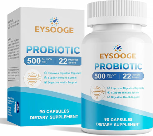 Probiotics for Women and Men, 500 Billion CFU, 22 Strains + Organic Prebiotics, Daily Probiotics for Digestive, Immune, & Gut Health - 90 Capsules...