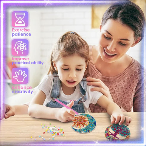 Enjoy Myself Diamonds Paintings Suncatcher,5 Pcs DIY Wind Chimes Diamond Arts and Crafts Gifts,Double Sided 3D Rhinestone Hanging Ornament for Win...