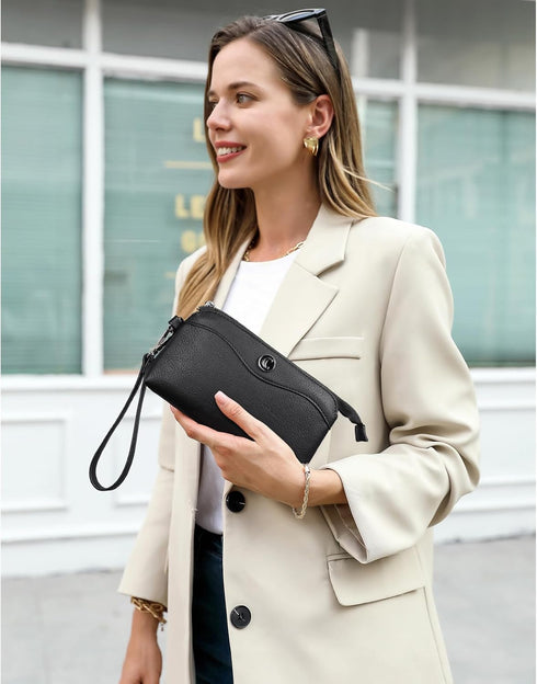 CLUCI Womens Wallet Large Capacity Leather Wristlet Clutch Zipper Purse Slim Ladies Travel Credit Card Holder Phone Organizer...