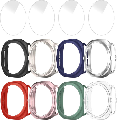8+4 Pack Case for Samsung Galaxy Watch 7 Ultra 47mm with Tempered Glass Screen Protector, Waterproof Anti-Fog Screen Protector Shockproof Hard PC ...