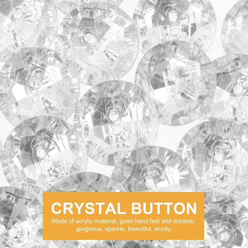 Kisangel Rhinestone Buttons 100pcs Acrylic Crystal Button Rhinestone Sewing Fastening Button 2 Holes Crafts Button Replacemnet for Scrapbooking Sh...