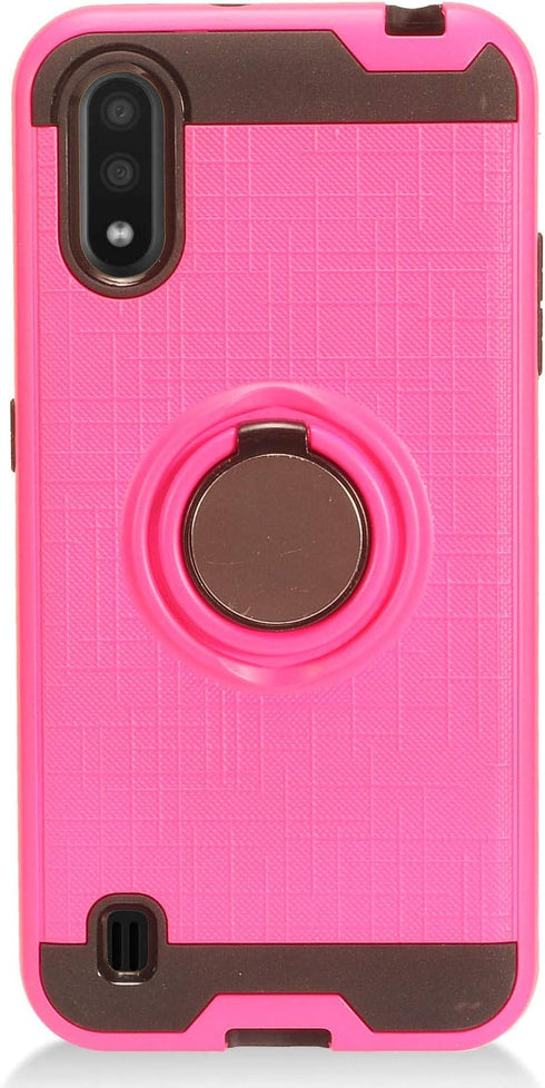 for Samsung Galaxy A01 SM-A015 - Hybrid Phone Case w/Ring Stand - RS2 Hot Pink...