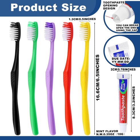 20 pcs Disposable Toothbrushes with Toothpaste,Single Use Toothbrush with 10g Toothpaste Individually Wrapped Disposable Travel Toothbrush Kit Bul...
