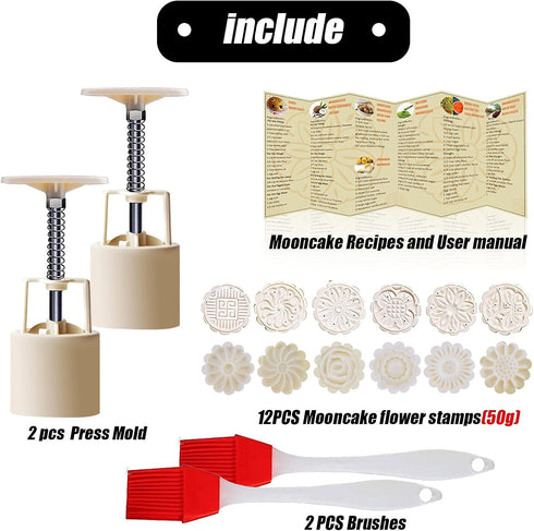 Powerful Mooncake Mold Press 50g BathBomb Molds, Mid Autumn Festival Mooncake Molder and Cake Mould 50g/75g/100g (A-(50g-6pcs) ct+(50g-6pcs) 3D)...