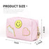 Preppy Patch Makeup Bag,Smile Lightning PU Leather Waterproof Makeup Bag for Girls,Daily Use Preppy Girls Stuff Makeup Bag,Travel Organizer Cosmet...