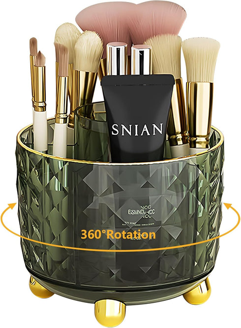 360° Rotating Makeup Brush Holder Organizer, Makeup Organizers Countertop, Makeup Organization Skincare Storage for Vanity, Desktop, Bathroom - Bl...