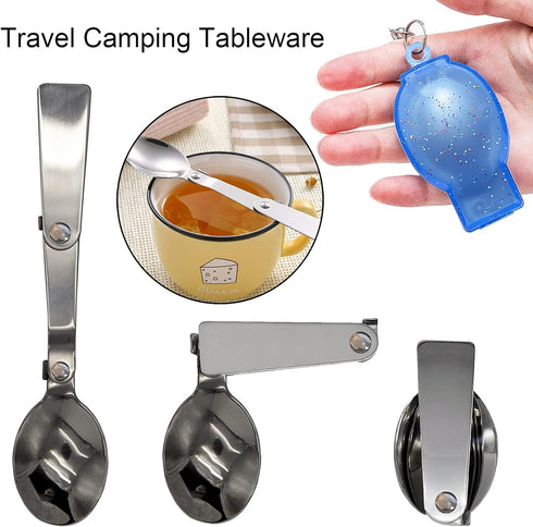 Acantha Foldable Fork and Spoon Set, Portable Folding Spoon and Fork Set with Two Plastic Storage Cases for Travel Camping Outdoors Picnic...