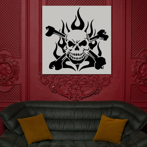 12 Pcs Skull Stencil Flame Stencil Fire Skull Stencils for Airbrushing Reusable Airbrush Flame Template Flame Painting Decor Laser Cut Reusable Te...