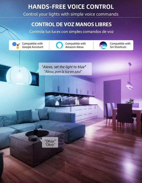 MikeWin Smart Wi-Fi Light Bulbs, Compatible with Alexa&Google Home Assistant (No Hub Required, 2.4GHz Only), A19 LED Bulb Dimmable RGBCW Color Cha...