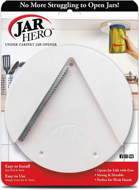 Under Cabinet Jar Lid & Bottle Opener - Opens Any Size Jar - Effortless Jar Opener For Weak Hands & Seniors with Arthritis...