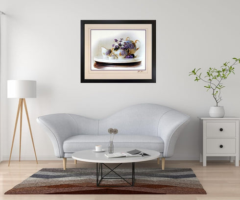 Country Wall Decor Violets Flowers & Kettle Tea Pot Still Life Art Print Poster Picture (16x20)...