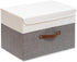 OUTBROS Foldable Storage Boxes with Lids,Large Linen Fabric Foldable Storage Boxes Organizer,Closet Organizers for Clothes Storage, Office Storage...