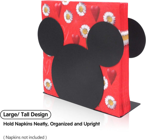 BLACK Mickey Head Premium Stainless Steel Napkin Holder Stand for home kitchen table party RV camper restaurant...