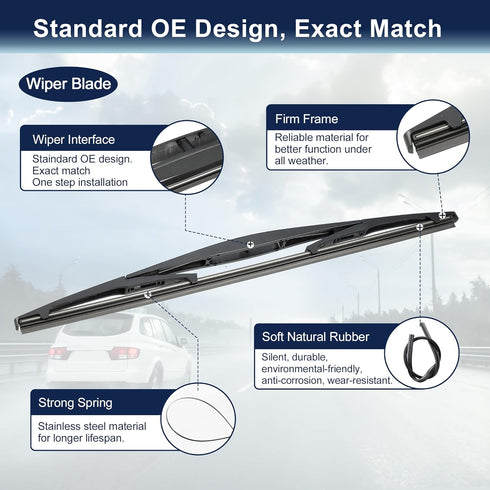 X AUTOHAUX Rear Windshield Wiper Blade Arm Set for Nissan X-Trail 2007 2008 2009 2010 2011 2012 2013...