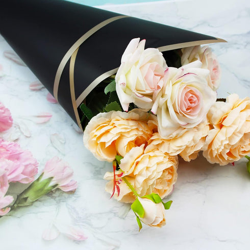 Amonk Black Bouquet Wrapping Paper Waterproof Floral Paper Flower Wrapping Paper 20 Sheets Florist Bouquet Paper Supplies for Graduation DIY Craft...