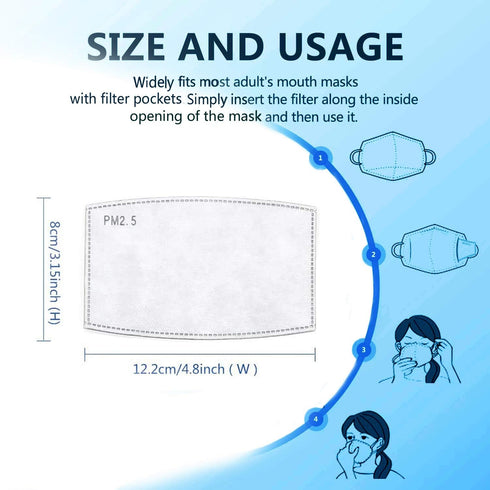 50 PCS PM 2.5 Filters Activated Carbon Filter Replaceable (50 pcs)...