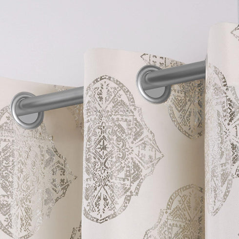 EXCLUSIVE HOME Augustus Metallic Light Filtering Grommet Top Curtain Panel Pair, 54"x108", Off-White...