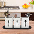 Kathfly 4 Pcs Silverware Caddy Utensil Holder for Countertop Silverware Organizer with Wood Tray Spoon Fork Holder for Kitchen Parties(White)...