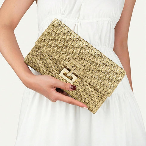 Straw Clutch Purse for Women Designer Evening Handbag Summer Beach Shoulder Crossbody Bag...