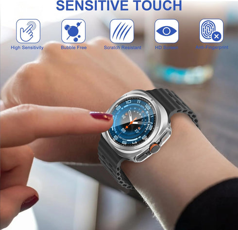 8+4 Pack Case for Samsung Galaxy Watch 7 Ultra 47mm with Tempered Glass Screen Protector, Waterproof Anti-Fog Screen Protector Shockproof Hard PC ...