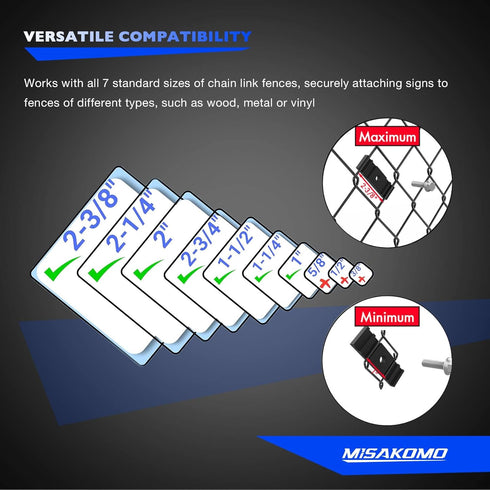 8pcs LinKlip ChainLink Fence Easy Sign Mount Fastener Bracket Clamp with Stainless Steel Bolt, for Standard Chain Link Fence Sign Mounting Bracket...