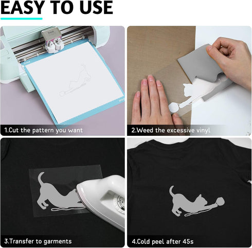 Silver HTV Heat Transfer Vinyl Bundle: 13 Pack 12" x 10" Silver Iron on Vinyl for T-Shirt, Heat Transfer Vinyl Compatible with Cricut Cutting Mach...