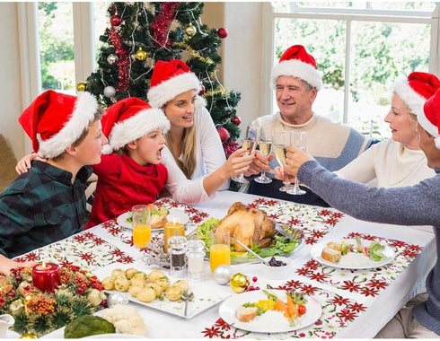 AerWo 6Pcs Christmas Holiday Placemats, Embroidered Poinsettia Christmas Table Place Mats for Christmas Dinner Christmas Table Decorations 11 × 17...