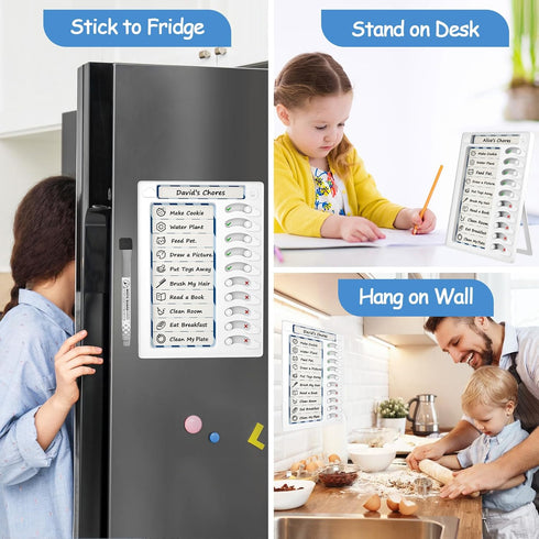Chore Chart for Kids Sliding Routine Chart ADHD Tools for Kids to Do List Checklist Routine Planning Board for Fridge with Magnetic Marker and Des...