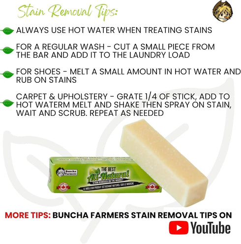 Buncha Farmers-The Best-100% All Natural, Biodegradable, Environmentally Friendly Stain Remover Stick (Made in Canada 1.76 oz) - 3 Pack...