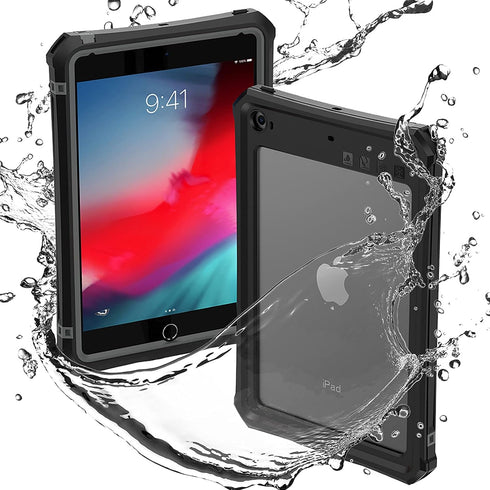 ShellBox Case for iPad Mini 5/4 7.9 Inches,Full-Body Protective Bumper Case,with Pencil Holder,Rugged Folding Kickstand,Lanyard,IP68 Waterproof Du...
