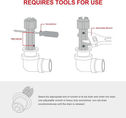 HAUTMEC Tub Drain Remover Wrench PL0030...