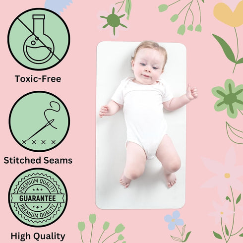 Luxury Vegan Leather Baby Changing Mat - 16"x30" Eco-Friendly, Versatile, Thin & Foldable, Easy-to-Clean Diaper Pad (Pearl)...