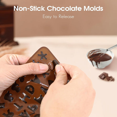 Silicone Letter Mold and Number Chocolate Molds with Happy Birthday Cake Decorations Symbols 2pcs...
