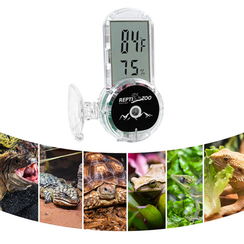 REPTI ZOO Upgraded Reptile Terrarium Thermometer Hygrometer,Digital Pet Temperature and Humidity Gauge with Suction Cup for Reptile Rearing Box Ta...