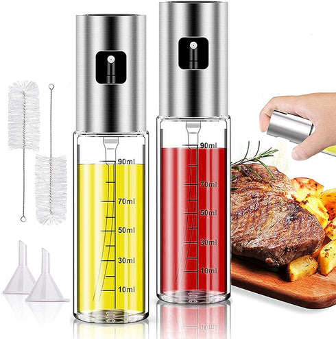 2 Pack Oil Sprayer for Cooking, Olive Oil Sprayer Mister for Air Fryer Kitchen Glass Bottle Versatile Spray Oil Dispenser Refillable Vinegar Sprit...
