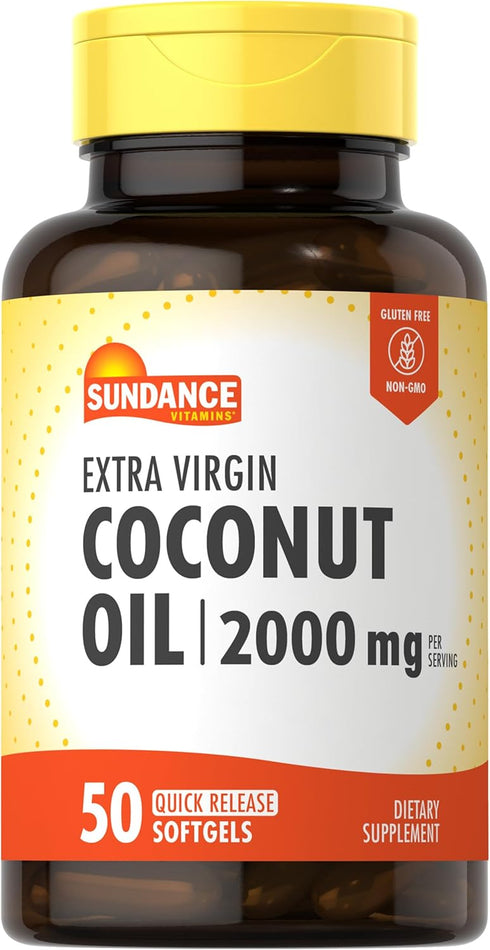 Sundance Extra Virgin Coconut Oil Softgels | 2000mg | 50 Count | Non-GMO and Gluten Free Supplement...
