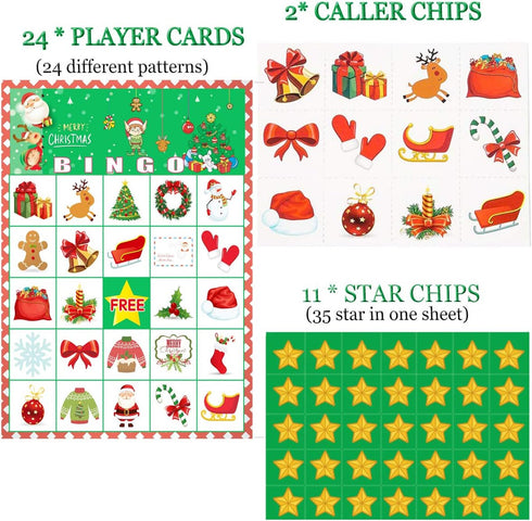Funnlot Christmas Bingo Game for Large Group Christmas Party Games for Kids 24 Players Christmas Activities Christmas Bingo Cards for School Class...